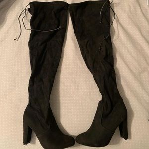 Black thigh high boots